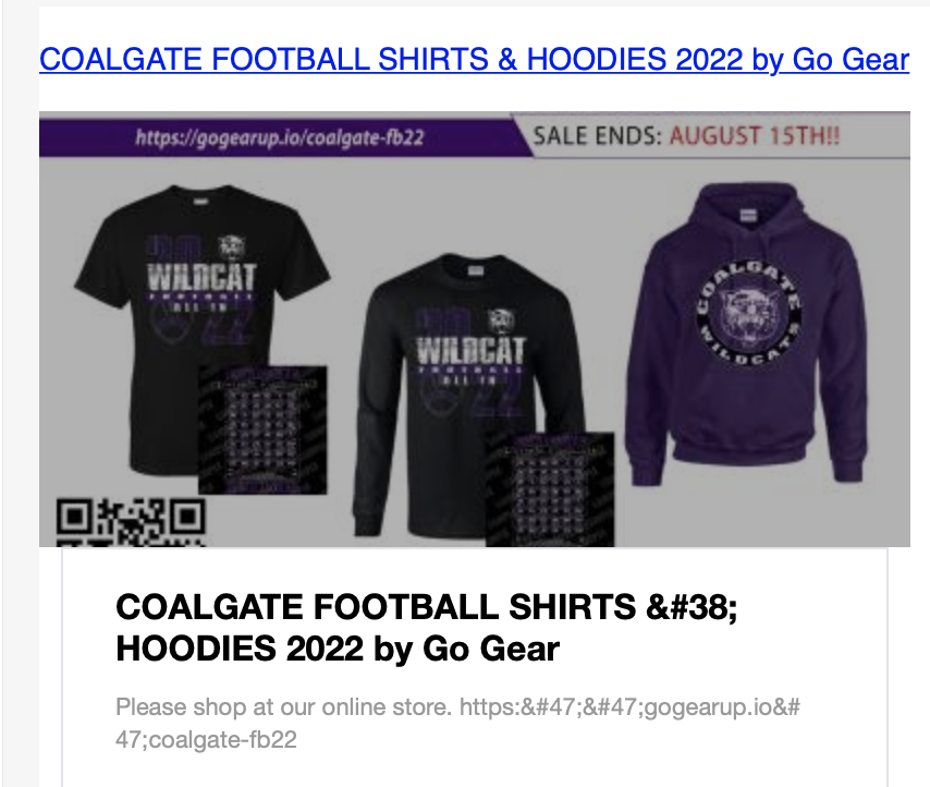 Football Store | Coalgate Public Schools